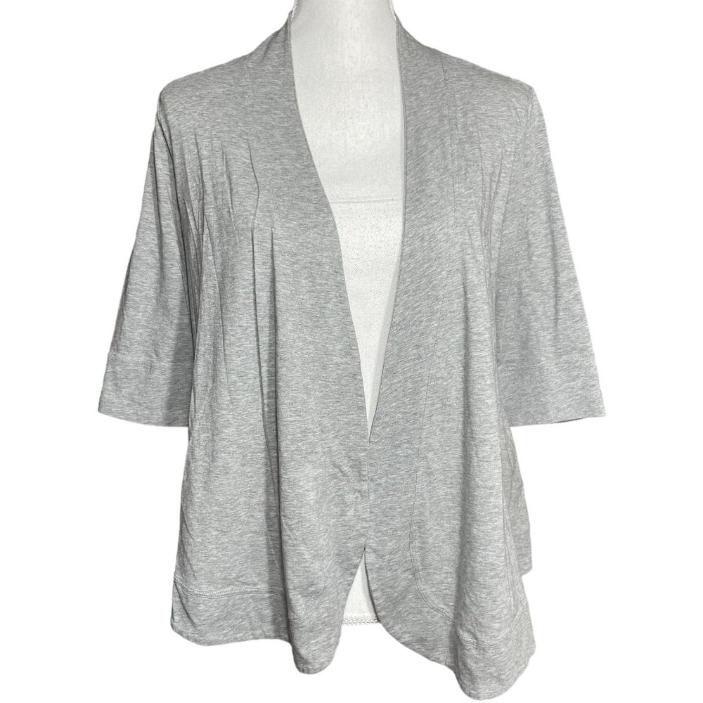 Theory Cotton Cardigan M Open Front Kimono Gray Wrap Jacket Heathered Basic